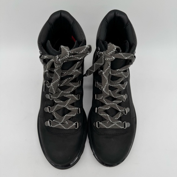Sorel Lennox Hiker Black Leather Snake Lace Up Lug Sole Boot Size 8.5 - Picture 4 of 12